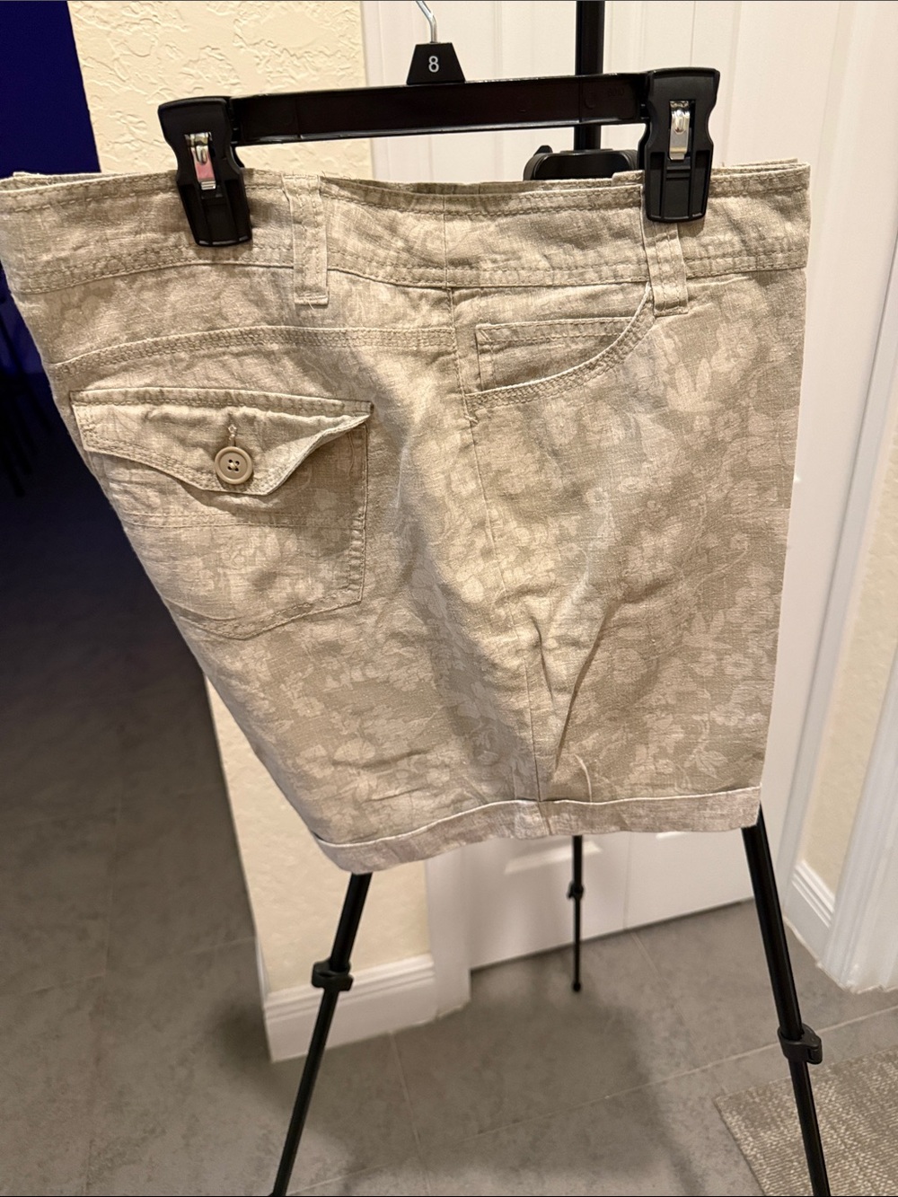 Christopher & Banks Light Beige Floral Jacquard Bermuda Shorts